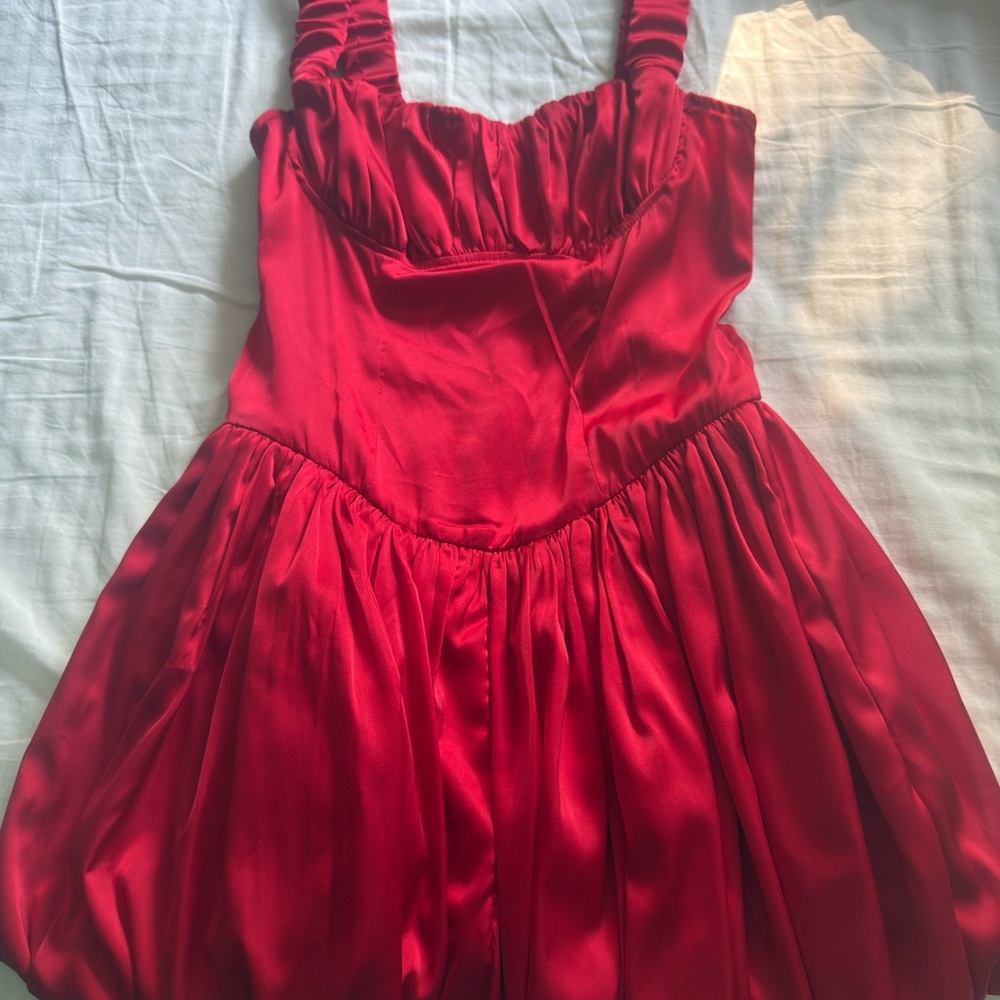 Red Satin Bubble Dress